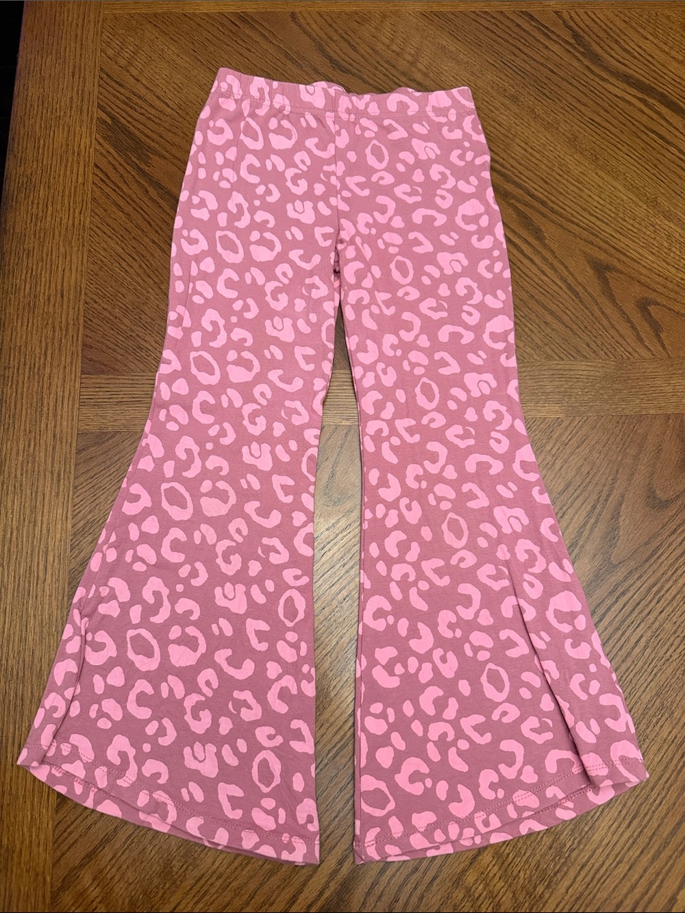 Kids Pink Leopard Print Flared Pants